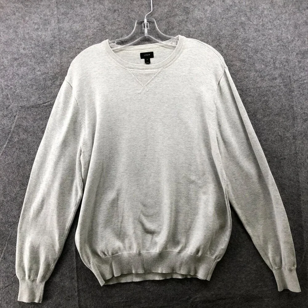 J.‎ Crew Crewneck Sweater Mens M Cotton Light Gray Pullover Knit
